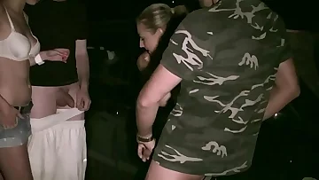 Krystal Swift arrived to an anonymous public sex gang bang orgy location