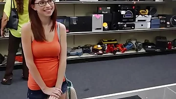 Redhead pawner teenie riding dick for cash