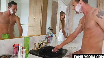 stepDad pounds stepDaughter while stepMom is taking a shower