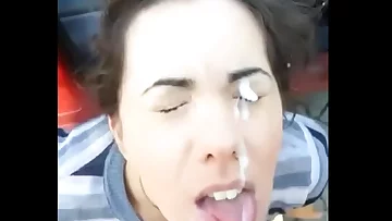 Jizm on randome women face