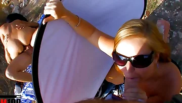 Latina sex industry star Lara Tinelli plumbing outdoors with some random spanish man