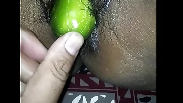 Desi wife eating cucumber